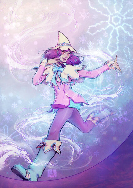 Character art - coloured, abstract background